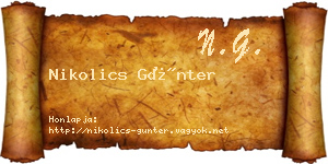 Nikolics Günter névjegykártya